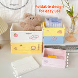 Gaeaspace  -  Cute Desktop Folding Storage Box Organizer Plastic Foldable Box Cosmetics Makeup Organize Storage Basket Toys Storage Box Kawaii