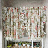 Gaeaspace  -  American Pastoral Flowers Ruffled Lace Tulle Curtains French Retro  Sheer Short Curtain For Living Room Bedroom Kitchen Custom