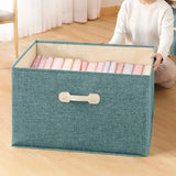 Gaeaspace  -  Cotton Linen Folding Storage Box with Lid Closet Drawer Clothes Books Toys Sundries Quilts Organizer Laundry Basket for Wardrobe