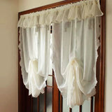 Gaeaspace  -  Blue-green pleated embroidery beautiful balloon curtain pulling window screen finished fan-shaped roman blinds