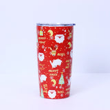 Gaeaspace  -  New Portable Christmas 20oz Car Cup 3d Printed Outdoor Christmas Style Insulated Cup Stainless Steel Double-Layer Coffee Cup Gif