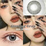 Gaeaspace  -   1Pair Colored Contact Lenses with Prescription Natural Big Eyes Yearly Gray Blue Cosmetic Contact Soft Makeup Pupils