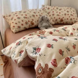 Gaeaspace  -  Bedding Set A-Class Jacquard Cotton 4pcs, Small Floral Ultra Soft Washed Cotton Quilt Cover, Student Dormitory Bed 3pcs