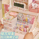 Gaeaspace  -  INS Folding Storage Rack Cute Desktop Cosmetics Storage Box  Drawer Stationery Sundries Hair Accessories Desktop Organizer