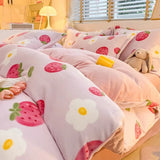 Gaeaspace  -  Winter Warm Plush Duvet Cover Set Queen Bedding Sets Comforter Cover Cartoon Quilt Cover Sheet Pillowcase 4pcs Luxury Bed Linens