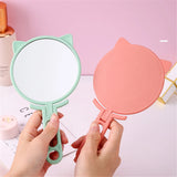 Gaeaspace  -  1pc Simple Cat Ears Handheld HD Makeup Mirror Portable Foldable Dual-Use Desktop Mirror Affordable Student Handle Makeup Mirror