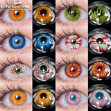 Gaeaspace  -  1Pair Anime Color Contact Lenses for Eyes Yearly Red Lenses Black White Lenses Halloween Eye Lens Cosplay Eye Contacts