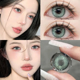 Gaeaspace  -  1Pair New Colored Contact Lenses Cosmetics For Eyes Natural Prescription Myopia Lenses Blue Beauty Pupil Free Shipping