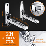 Gaeaspace  -  Stainless Steel Microwave Foldable Oven Shelf Rack Support Frame Stretch Adjustable Wall Mount Bracket Holder Kitchen Storage