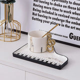 Gaeaspace  -  Nordic Creative Piano Black and White Key Ceramic Coffee Cup with Spoon Mug Exquisite Cappuccino Coffee Afternoon Tea Water Cup