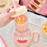 Gaeaspace  -  600ml Kawaii Glass Cup With Lid And Straw For Ice Hot Coffee Water Tea Juice Glass Mug Bottle Aesthetic Large Drink Bottle Gift