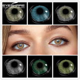 Gaeaspace  -  Brail Girl Natural Contact Colored Lenses For Eyes Mocha Green 1Pair Multicolor Lens Soft Yearly Pupils Beauty Makeup