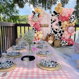 Gaeaspace  -  136pcs Farm Cow Balloon Garland Arch Kit with 40inch Pink Number Foil Balloon Cow Pig Animal Theme Birthday Party Decorations