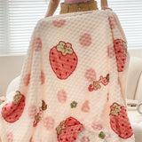 Gaeasapce  -  Ins Fresh Strawberry Autumn and Winter Peas Blanket Skin-friendly Soft Casual Sofa Blanket Multi-functional Decorative Blanket