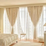 Gaeaspace  -  French Cream Lace Curtains Bedroom Blackout Balcony Shade Curtain Luxury Curtains for Living Room Girl Ins Wind Room Decoration