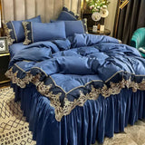 Gaeaspace  - Lace edge bed skirt bed cover matte four piece set, 1.5m 1.8m European style thickened version