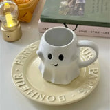 Gaeaspace  -  Cute Ghost Water Cup Breakfast Milk Cup Creative Ceramic Mug Afternoon Tea Coffee Cup Household Drinking Halloween Gift