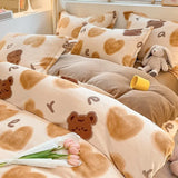 Gaeaspace  -  Winter Warm Plush Duvet Cover Set Queen Bedding Sets Comforter Cover Cartoon Quilt Cover Sheet Pillowcase 4pcs Luxury Bed Linens