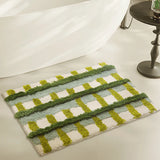 Gaeaspace  -  Tufting Checks Bathmat Chic Bathroom Rug Soft Fluffy Geometric Mat Carpet Floor Anti Slip Pad Aesthetic Home Room Green Decor