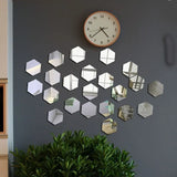 Gaeaspace  -  24pcs/set 3D Acrylic DIY Self-adhesive Decorative Decal Hexagonal Geometric Mirror Wall Pasted Hexagon