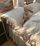 Gaeaspace  -  bedroom refresh Elegant romantic pink floral bedding set,twin full queen fairyfair ruffled cotton home textile bedspread pillow case duvet cover