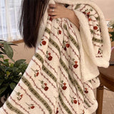 Gaeaspace  -  Ins Style Winter Thickened Milk Coral Fleece Blanket Office Nap Casual Small Quilt Modern Simple Sofa Shawl Cover Blanket