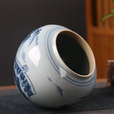 Gaeaspace  -  Blue Landscape Ceramic Storage Jar Sealed Tea Can with Lid Household Storage Box Table Top Decoration Vase Kitchen Container New