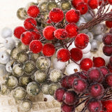 Gaeaspace  -  80/20Pcs Artificial Holly Berries Mini Simulation Cherry Stamen Berry Frosted Double Head Fake Berries For Christmas Party Decor