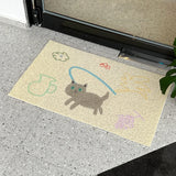 Gaeaspace  -  Kawaii PVC Cat Welcome Doormat Funny Cartoon Korean Style Mat House Entrance Rug Carpet Anti Dust Door Floor Pad Home Decor