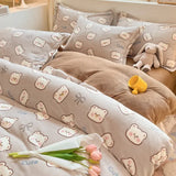 Gaeaspace  -  Winter Warm Plush Duvet Cover Set Queen Bedding Sets Comforter Cover Cartoon Quilt Cover Sheet Pillowcase 4pcs Luxury Bed Linens