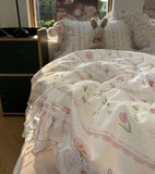 Gaeaspace  -  Romantic floral tulip bedding set,twin full queen fairyfair ruffled lace cotton home textile bedspread pillow case duvet cover