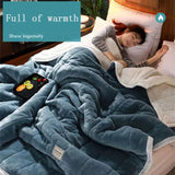 Gaeaspace  -  Coral Fleece Autumn Winter Warm Blankets for Bed 3 Layers Thicken Flannel Blanket Quilt Soft Comfortable Warmth Quilts Washable