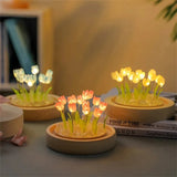 Gaeaspace  -  Artificial Tulip Flower Night Light Handmade DIY Bedside Lamp LED Night Lamp Bedroom Decor Christmas Birthday Gifts Table Lamp