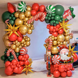 Gaeaspace  -  Christmas Balloon Garland Arch Kit Red Green Lolipop Cone Star Foil Balloons New Year Christmas Party Decoration Supplies Gifts