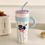 Gaeaspace  -  700/1200ml Kawaii Thermal Tumbler Large Capacity Thermos Mug For Coffee Water Tea Stainless Steel Thermos Bottle With Handle