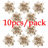 Gaeaspace  -  (10pcs) Artificial Christmas Tree Flower Glitter Decorations Xmas Ornaments New Year Gift