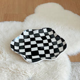 Gaeaspace  -  Nordic Ceramic Tray Creative Black White Checkerboard Jewelry Storage Trays Decorative Dessert Dishes Plate Home Decoration