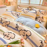 Gaeaspace  -  Winter Warm Plush Duvet Cover Set Queen Bedding Sets Comforter Cover Cartoon Quilt Cover Sheet Pillowcase 4pcs Luxury Bed Linens