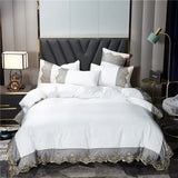 Gaeaspace  -  Princess style big lace side bed on four-piece set washed ice silk silk silk bed skirt white bedspread