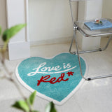 Gaeaspace  -  Tufting Heart Shape Bedside Rug Soft Letters Mat Corridor Carpet Bedroom Floor Pad Aesthetic Home Room Winter Warm Decor