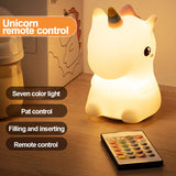 Gaeaspace  -  unicorn Cute Silicone LED Night Light For Kids children USB Rechargeable Cartoon Animal bedroom decor Touch Night Lamp for gifts