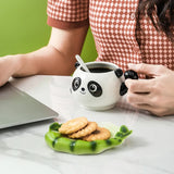 Gaeaspace  -  Creative Bamboo Panda Ceramic Teacup Cartoon Cute Bear Coffee Cup Couple Gift Dessert Milk Mug Home Water Mug Home Decoration