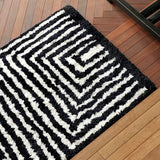 Gaeaspace  -  Fluffy Geometric Bathmat Tufting Black White Bathroom Rug Tub Side Carpet Entrance Floor Mat Anti Slip Pad Aesthetic Home Decor