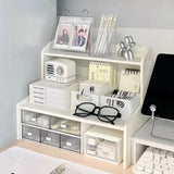 Gaeasapce   -  INS Desktop Storage Box 2 Layers Home Bedroom Dresser Skin Care Products Lipstick Shelf Study Stationery Books Sundry Organizer