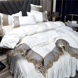 Gaeaspace  -  Princess style big lace side bed on four-piece set washed ice silk silk silk bed skirt white bedspread