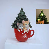 Gaeaspace  -  New Small Animal Christmas Cup Night Light Resin Crafts Home Desktop Christmas Tree Light String Decoration Ornaments