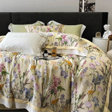 Gaeaspace  -  Natural Lyocell Fibre Soft Silky Vintage American Digital Printing Luxury Bedding Set Flowers Duvet Cover Bed Sheet Pillowcases