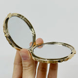 Gaeaspace  -  Shell Shaped Double Sided Makeup Mirror, Silver and Gold Shell Mirror, 1X/2X Folding Hand Mirror