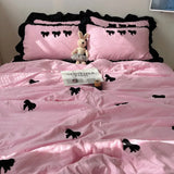 Gaeaspace  -  Summer Cooling Blanket Korean Princess Style Bow Thin Quilt Soft Skin-friendly Lightweight Comforter Queen Double Throw Blanket