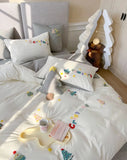 Gaeaspace  -  CUTE embroidery tree pine bedding set,twin full queen king lovely colorful cotton home textile bed sheet pillow case quilt cover